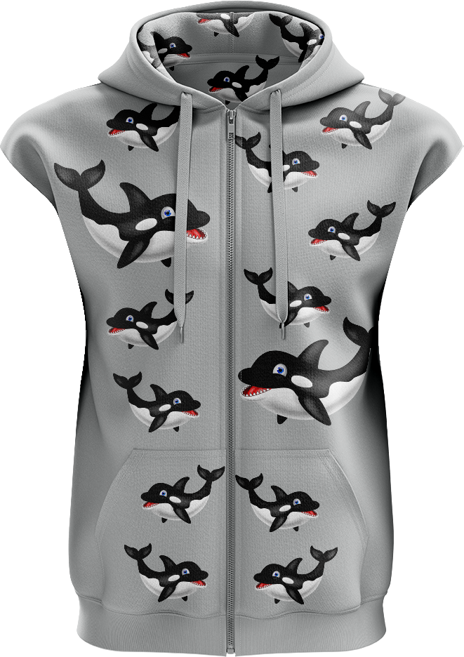 Orca Whale Full Zip Sleeveless Hoodie Jackets