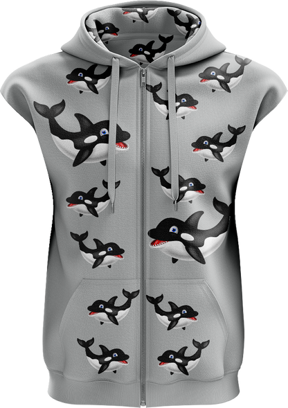Orca Whale Full Zip Sleeveless Hoodie Jackets