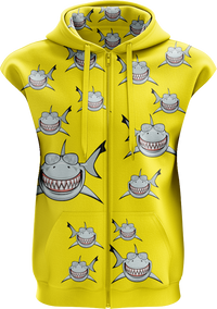 Snazzy Shark Full Zip Sleeveless Hoodie Jackets 1