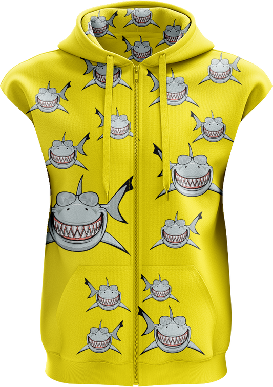 Snazzy Shark Full Zip Sleeveless Hoodie Jackets