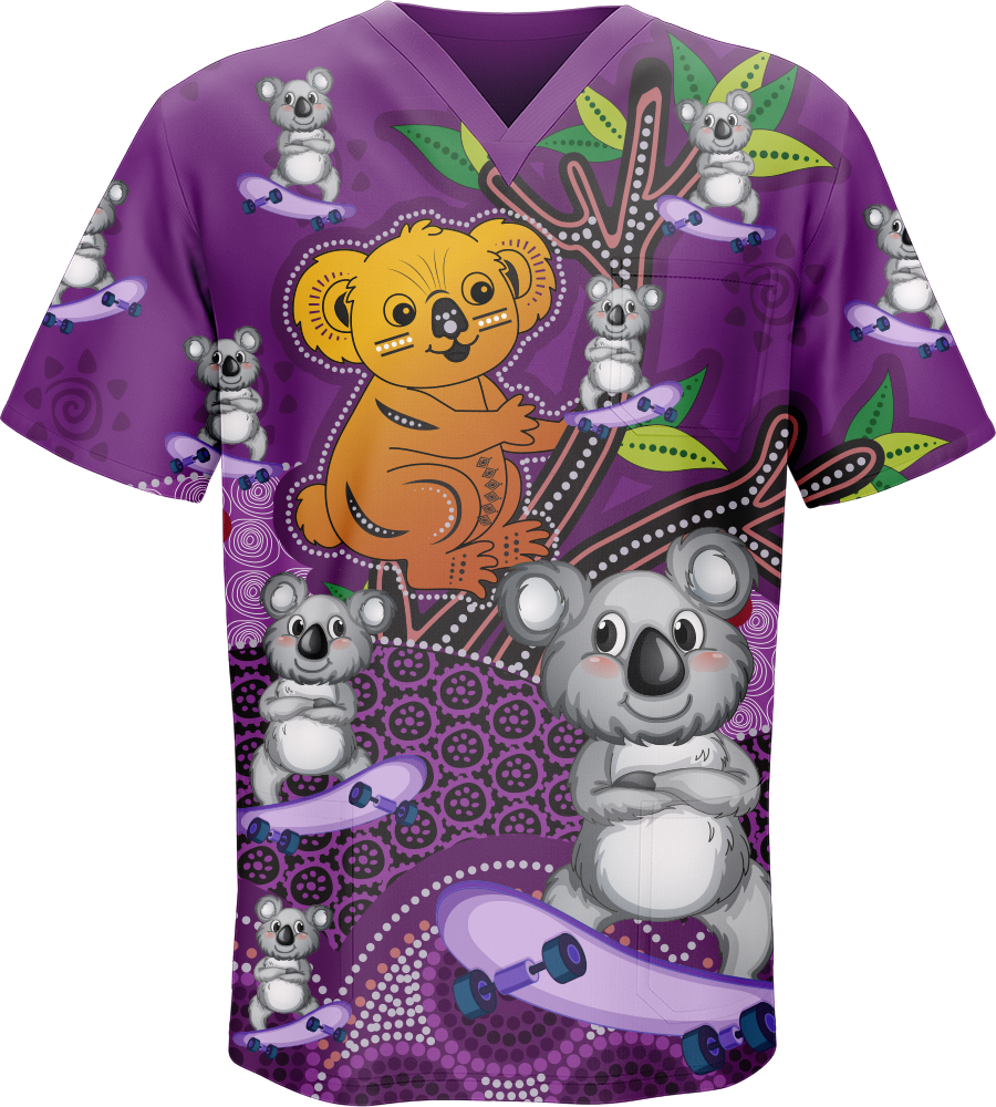 Indigenous Skater Koala Scrubs