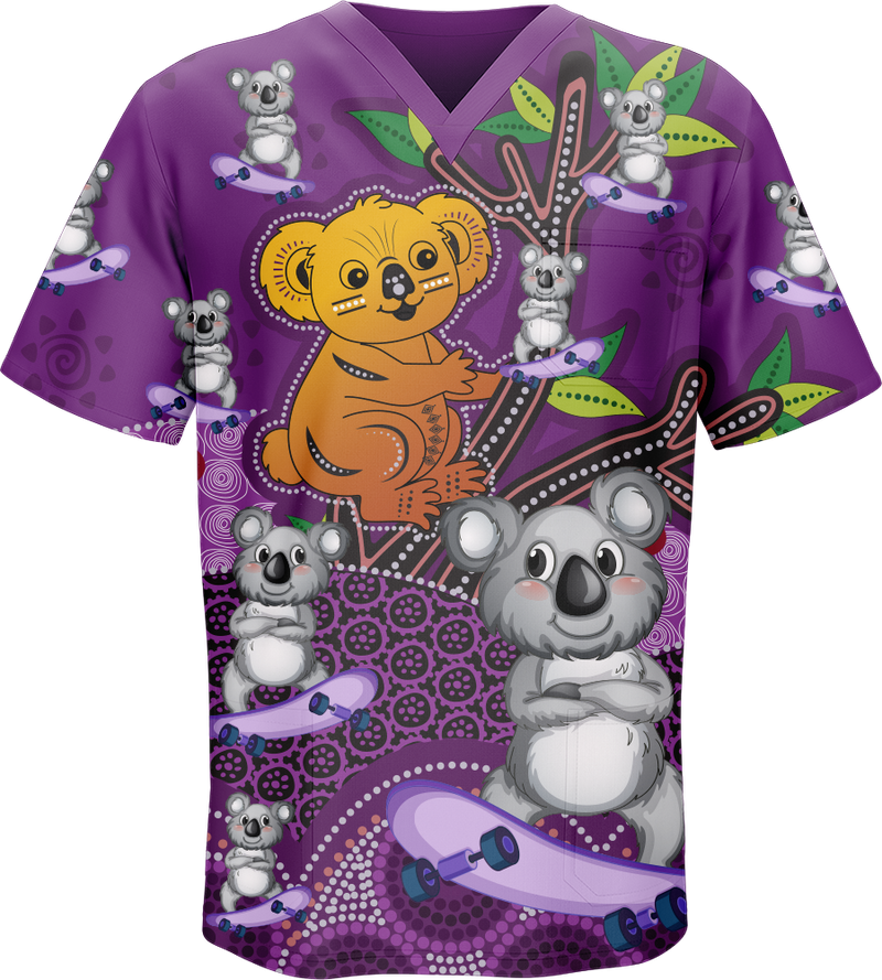 Indigenous Skater Koala Scrubs