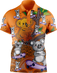 Skater Koala Indigenous Design Men's Short Sleeve Polo 2