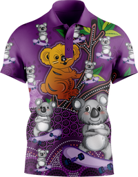 Skater Koala Indigenous Design Men's Short Sleeve Polo 1