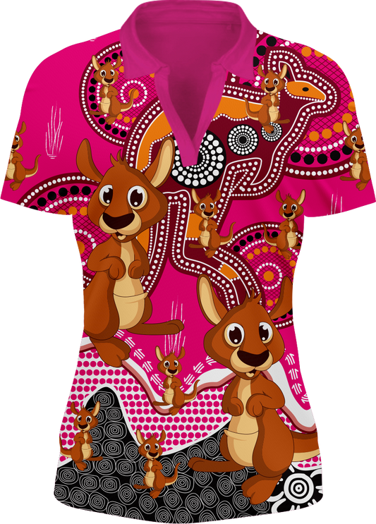 Kanga Indigenous Design Ladie's Short Sleeve Polo