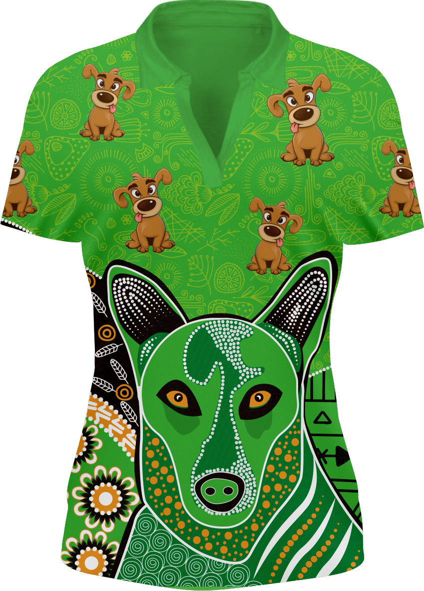 Goofy Woofy  Indigenous Design Women's Short Sleeve Polo