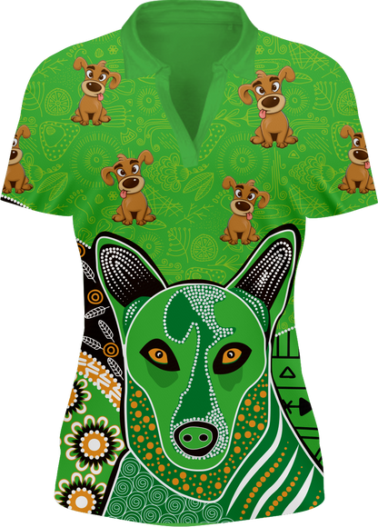 Goofy Woofy  Indigenous Design Women's Short Sleeve Polo