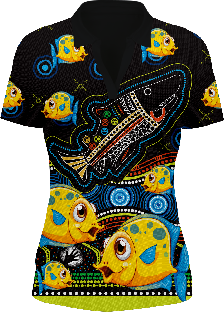 Fish Indigenous Design Women's Short Sleeve Polo