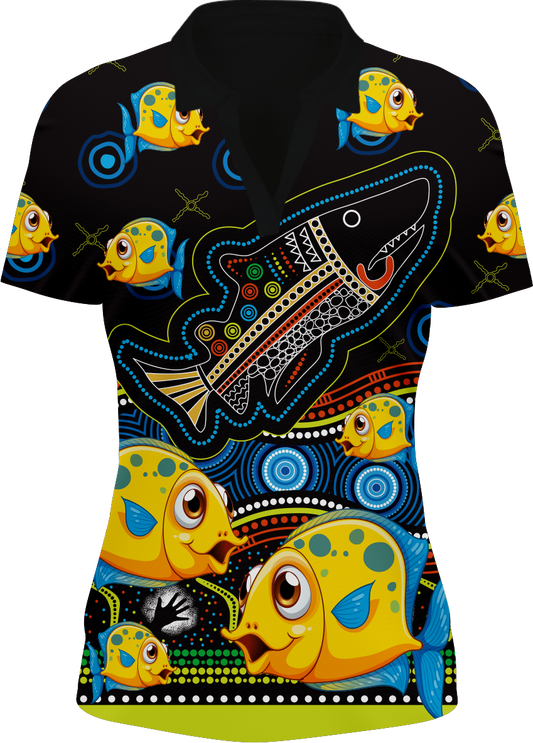 Fish Indigenous Design Women's Short Sleeve Polo