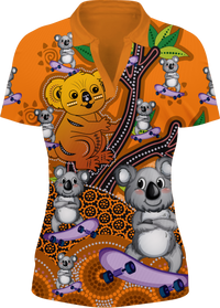Skater Koala Indigenous Design Women's Short Sleeve Polo 2