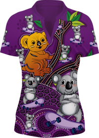 Skater Koala Indigenous Design Women's Short Sleeve Polo 1