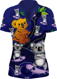 Skater Koala Indigenous Design Women's Short Sleeve Polo 3