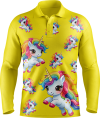 Upsy Unicorn Men's Long Sleeve Polo 3