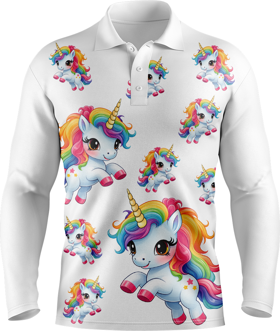 Upsy Unicorn Men's Long Sleeve Polo