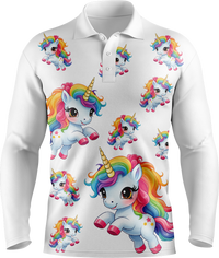 Upsy Unicorn Men's Long Sleeve Polo 4