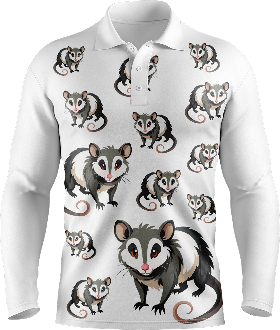 Pesky Possum Men's Long Sleeve Polo