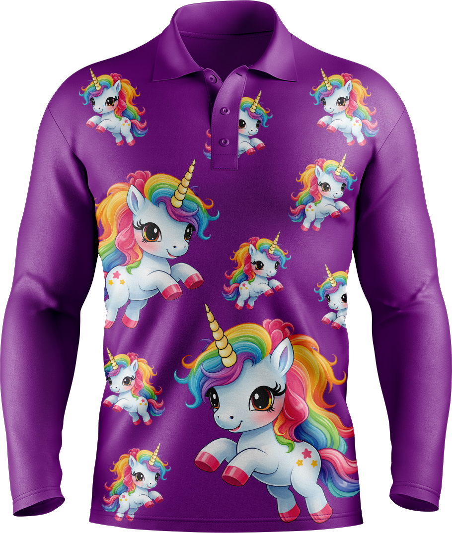 Upsy Unicorn Men's Long Sleeve Polo