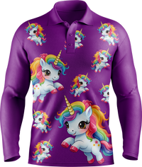 Upsy Unicorn Men's Long Sleeve Polo 1