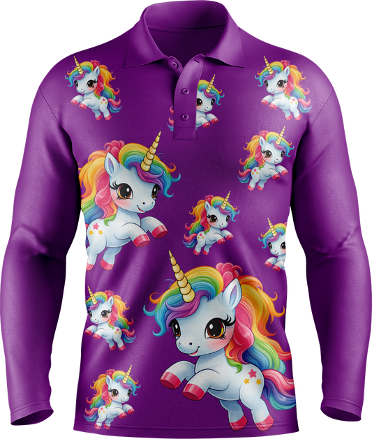 Upsy Unicorn Men's Long Sleeve Polo