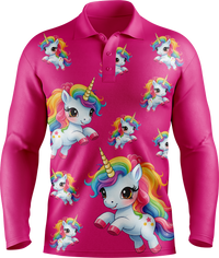 Upsy Unicorn Men's Long Sleeve Polo 2