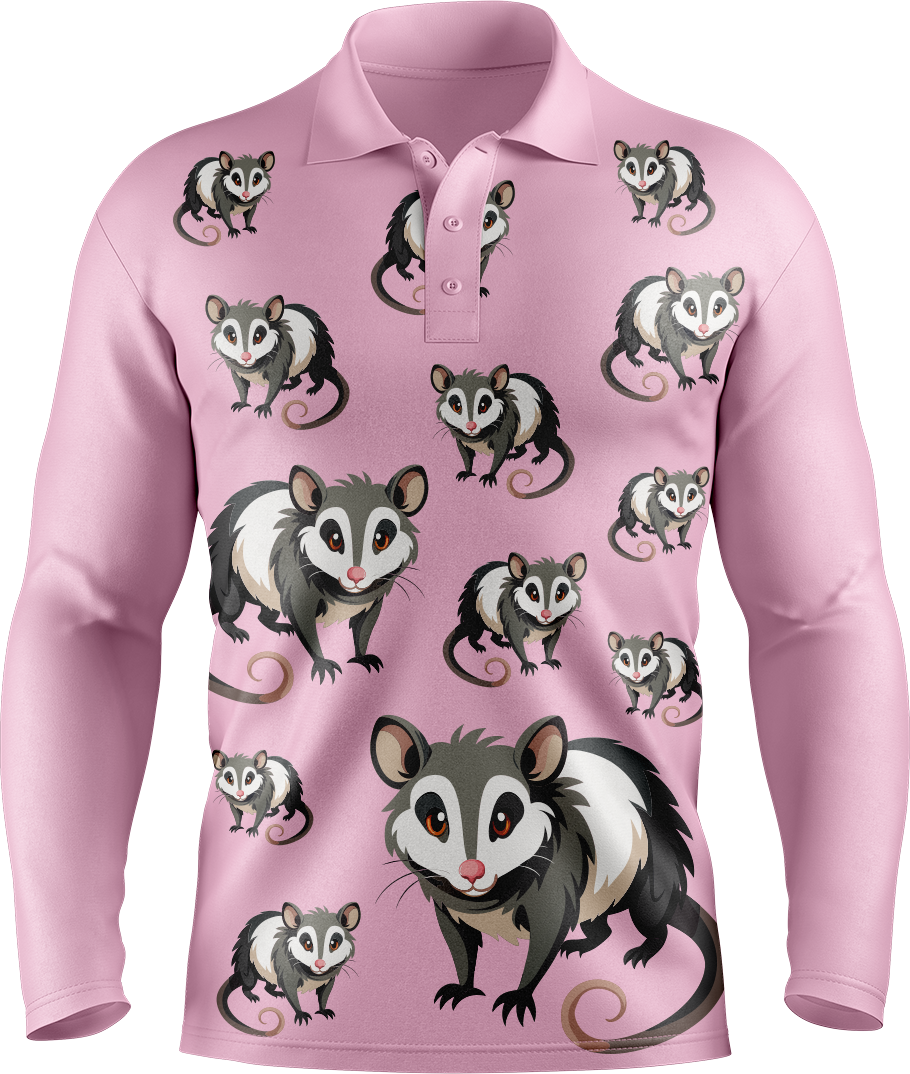 Pesky Possum Men's Long Sleeve Polo