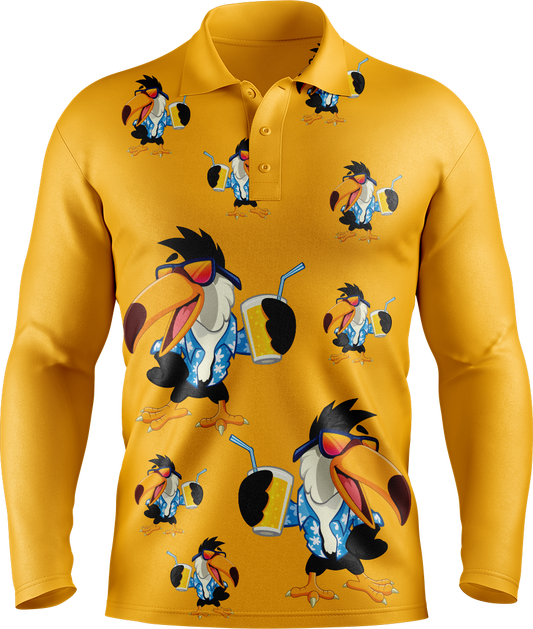 Trendy Toucan Men's Long Sleeve Polo
