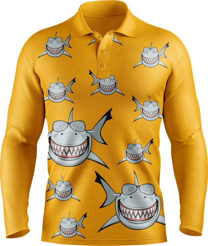 Snazzy Shark Men's Long Sleeve Polo