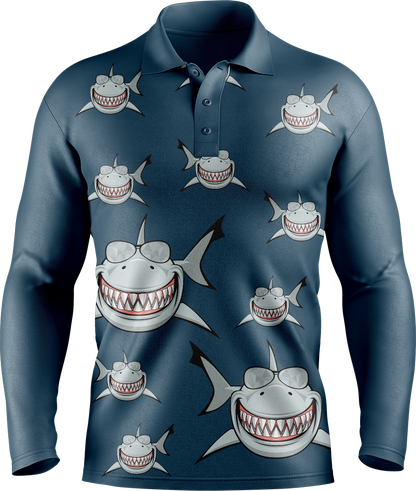 Snazzy Shark Men's Long Sleeve Polo