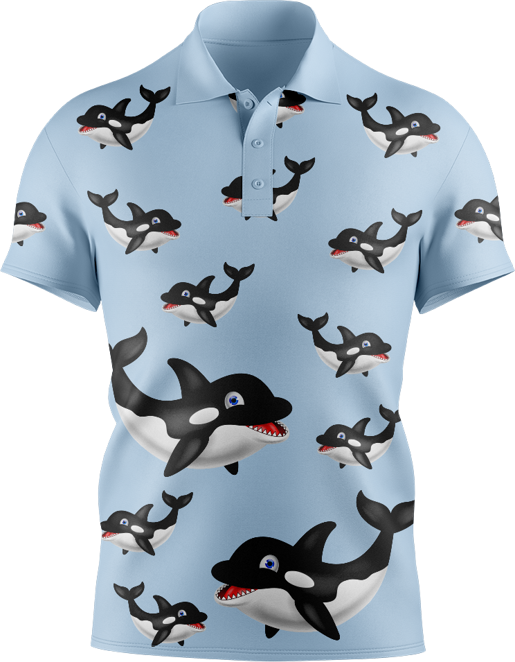 Orca Whale Men's Short Sleeve Polo