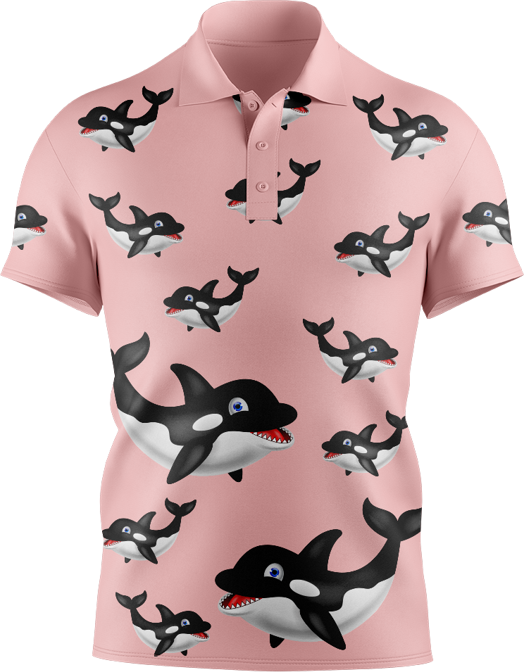 Orca Whale Men's Short Sleeve Polo