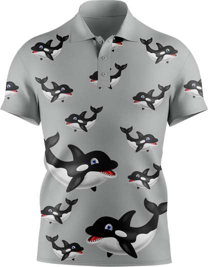 Orca Whale Men's Short Sleeve Polo