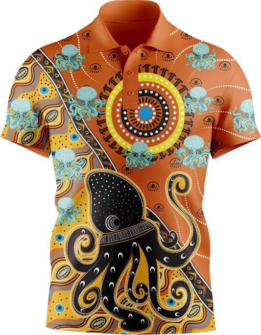 Octopus Indigenous Design Men's Short Sleeve Polo