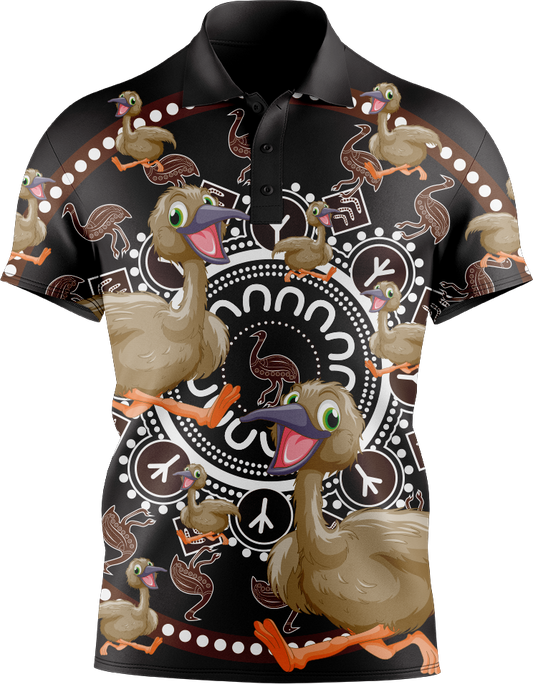 Effie Emu  Indigenous Design Men's Short Sleeve Polo