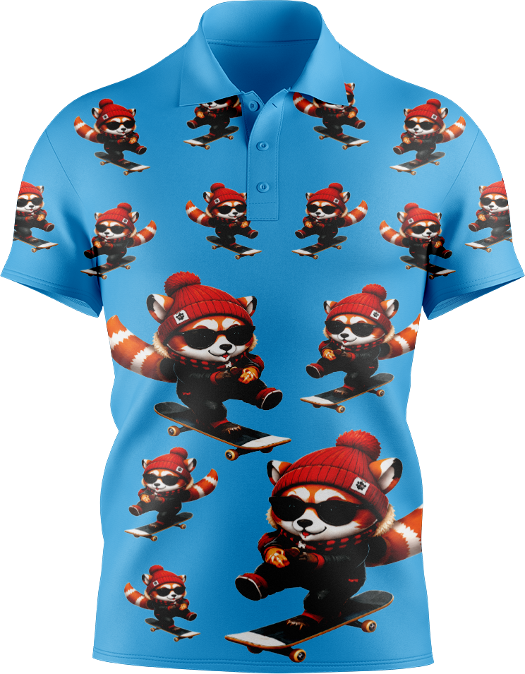 Red Panda Men's Short Sleeve Polo