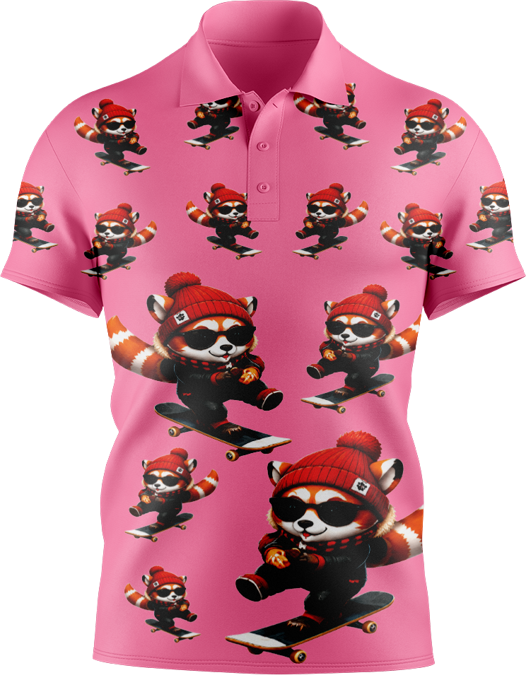Red Panda Men's Short Sleeve Polo