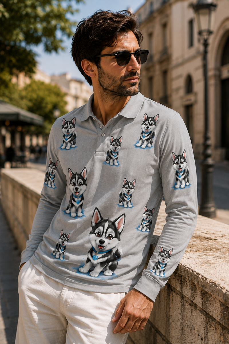 Hero Husky Men's Long Sleeve Polo