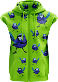 Blue Wren Full Zip Sleeveless Hoodie Jackets 1
