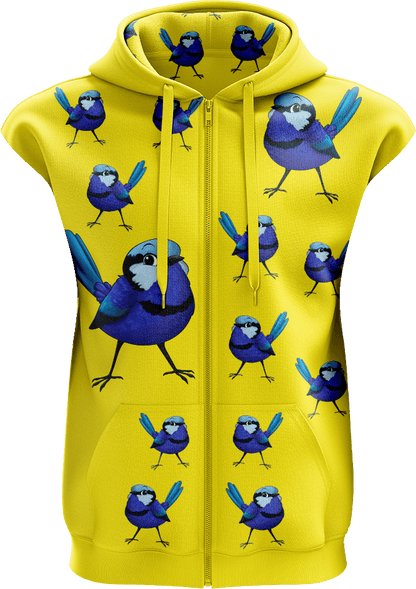 Blue Wren Full Zip Sleeveless Hoodie Jackets - fungear.com.au