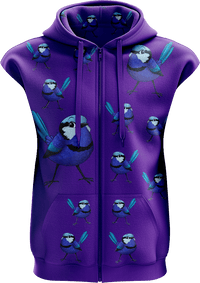 Blue Wren Full Zip Sleeveless Hoodie Jackets 2