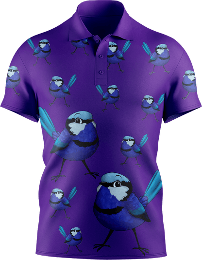 Blue Wren Men's Short Sleeve Polo - fungear.com.au