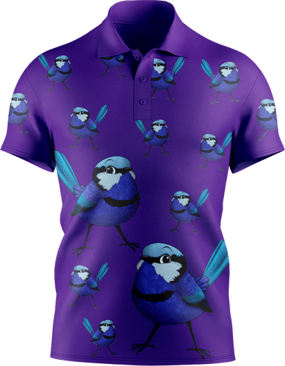 Blue Wren Men's Short Sleeve Polo - fungear.com.au