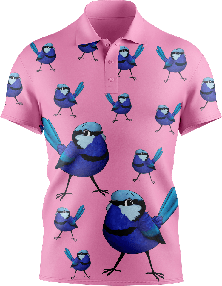 Blue Wren Men's Short Sleeve Polo - fungear.com.au