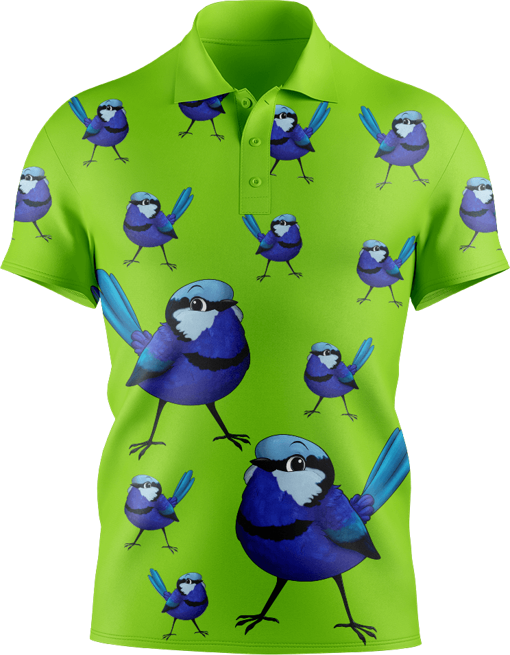 Blue Wren Men's Short Sleeve Polo - fungear.com.au