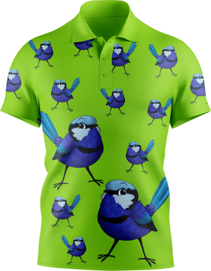 Blue Wren Men's Short Sleeve Polo - fungear.com.au