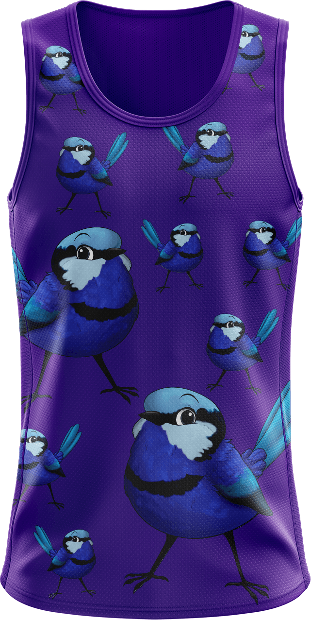 Blue Wren Singlets - fungear.com.au