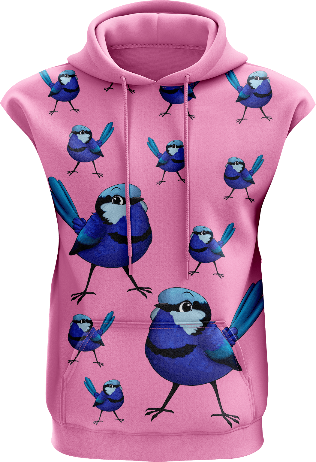 Blue Wren Sleeveless Hoodie - fungear.com.au