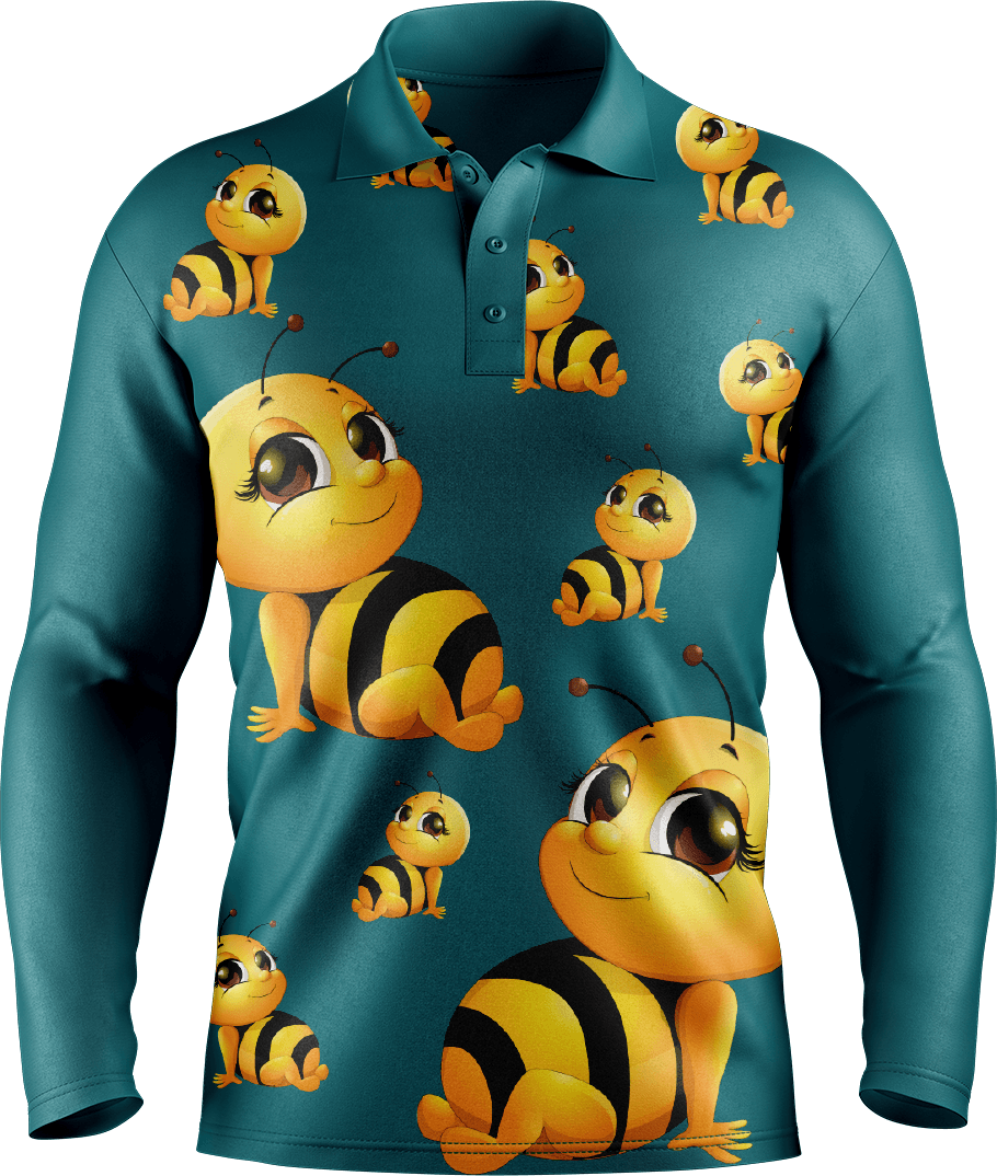 Buzz Bee Men's Long Sleeve Polo - fungear.com.au