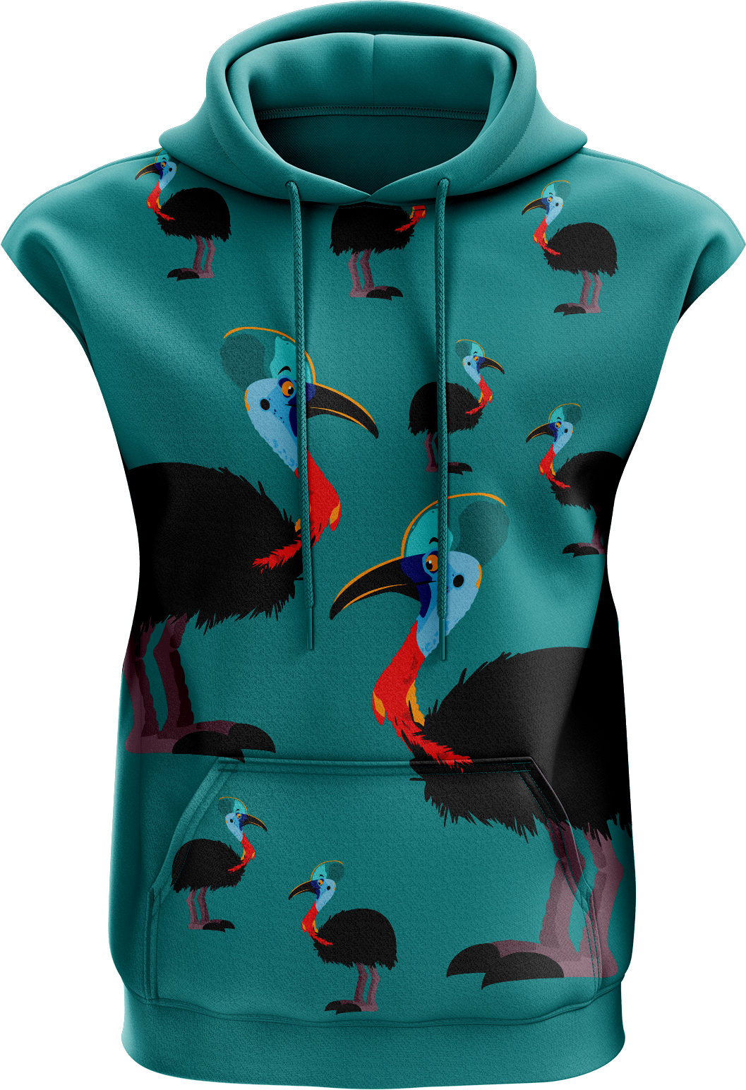 Casanova Cassowary Sleeveless Hoodie - fungear.com.au