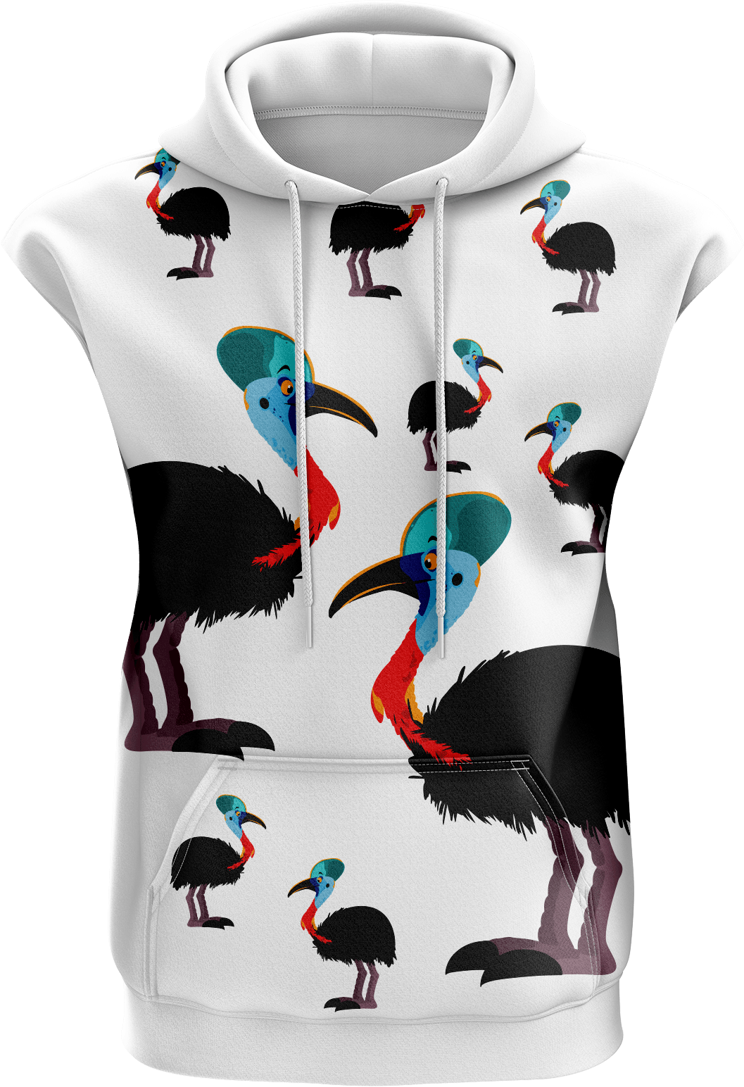 Casanova Cassowary Sleeveless Hoodie - fungear.com.au