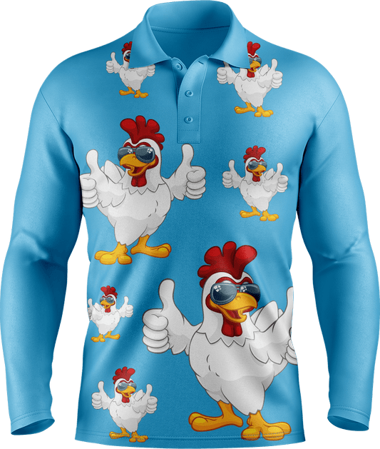 Cheeky Chook Men's Long Sleeve Polo - fungear.com.au